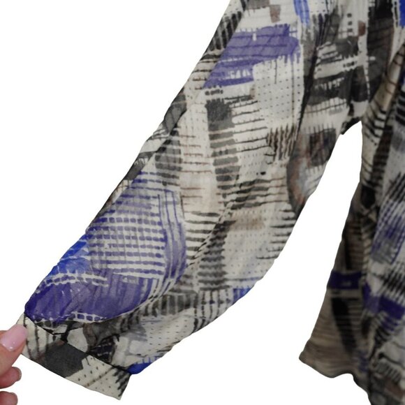 EUC Nic+Zoe Multicolored Split Neck Geometric Print Long Sleeve Pullover Tunic X - Picture 6 of 7